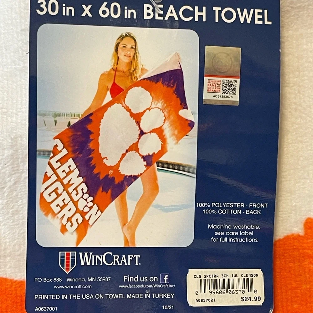 Wincraft Clemson Tigers Orange and Purple Towel